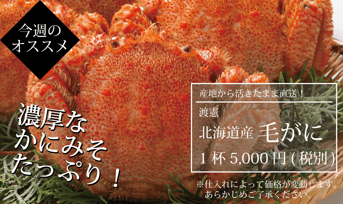 渡憲_北海道産毛がに_濃厚なかにみそたっぷり！産地から活きたまま直送！