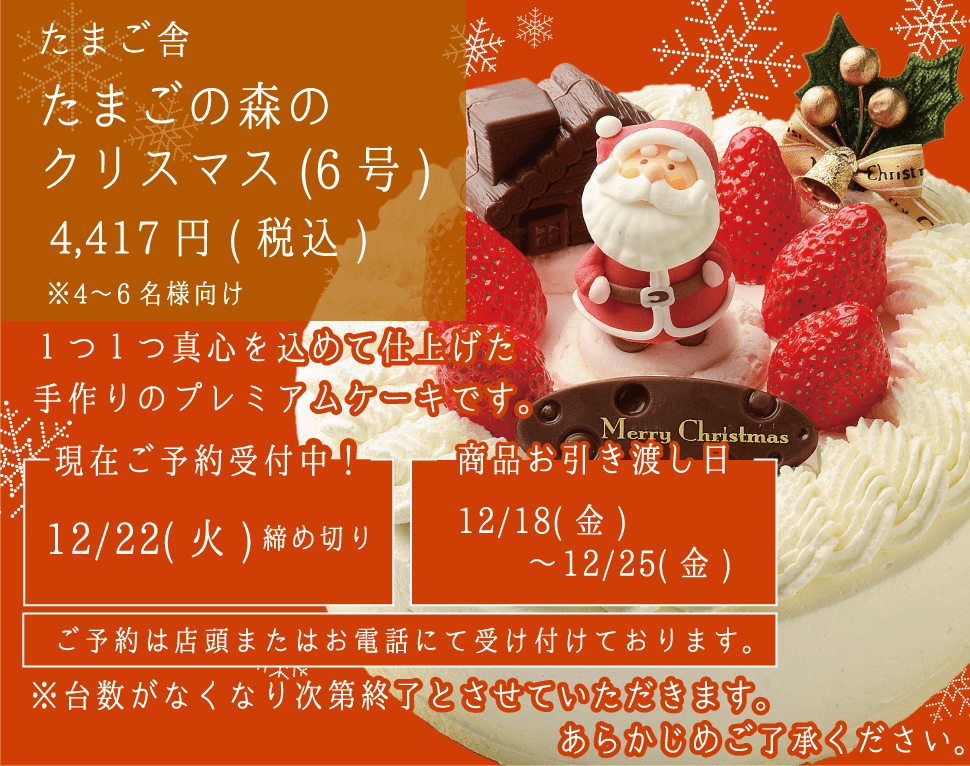 たまご舎_たまごの森のクリスマス(6号)_4〜6名様分_予約受付中_sp