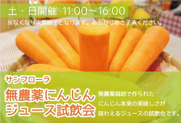 サンフローラ_無農薬にんじんジュース試飲会_無農薬栽培のにんじん