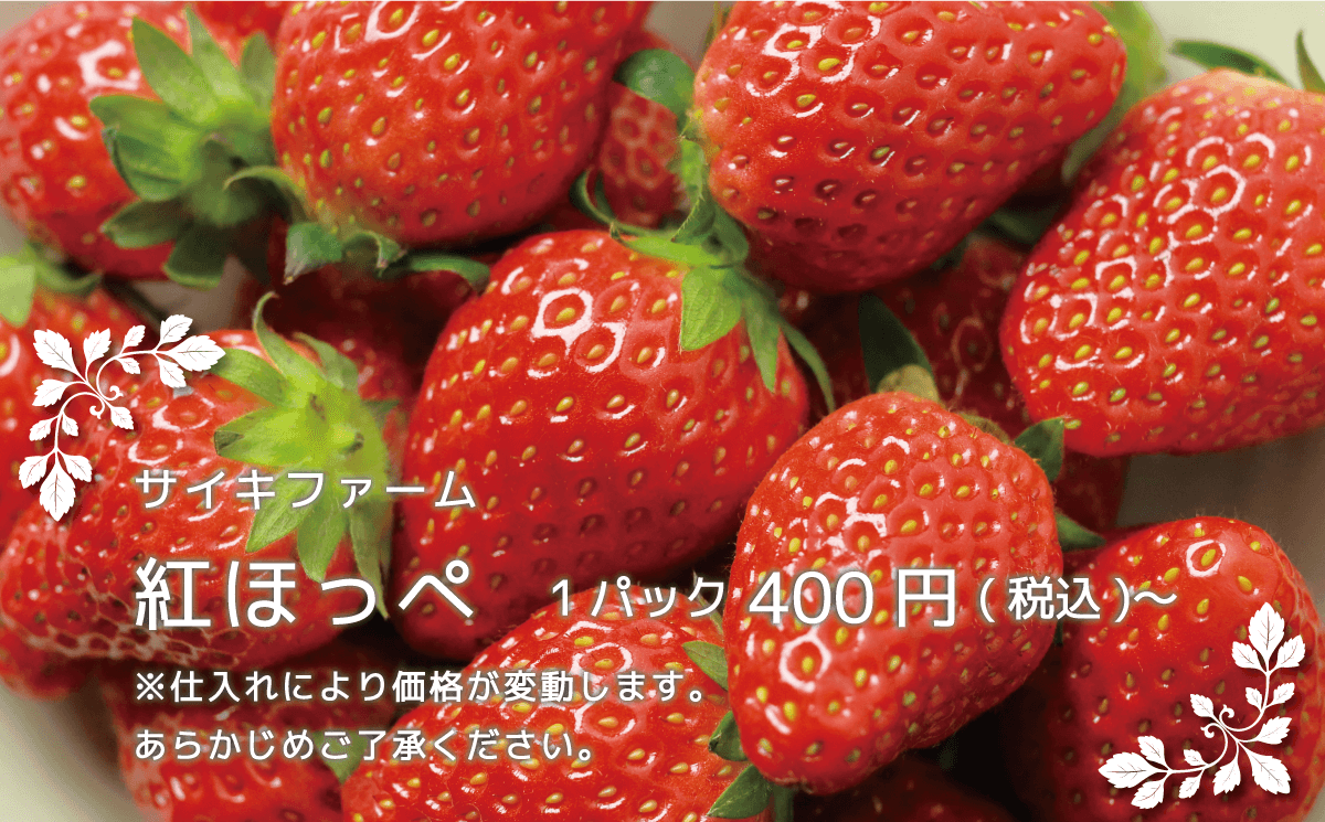 サイキファーム 紅ほっぺ 400円〜 ※仕入れにより値段が変動します。あらかじめご了承ください。