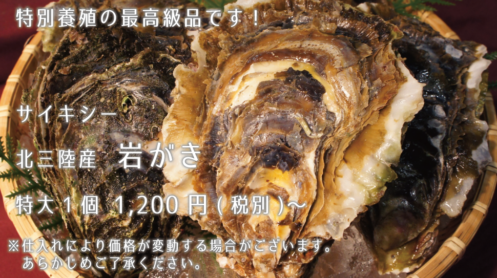 サイキシー 北三陸産岩がき 特大1個1200円