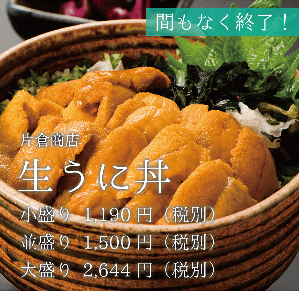 まもなく終了！片倉商店 生うに丼