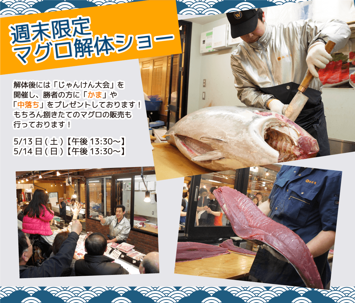 週末恒例の大人気イベント！渡憲 週末限定マグロ解体ショー