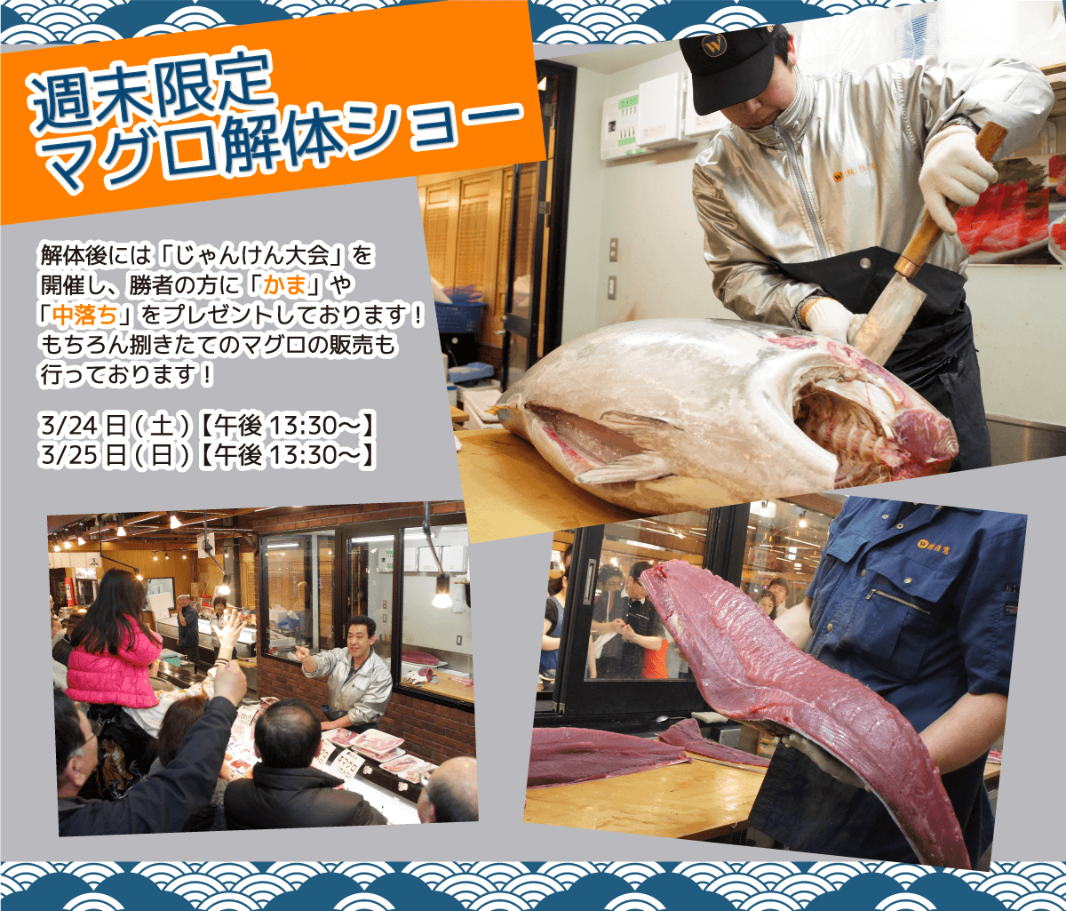 週末恒例の大人気イベント!渡憲 週末限定マグロ解体ショー