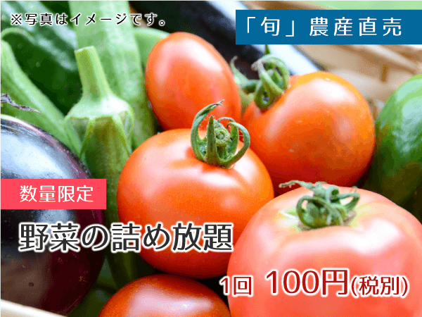「旬」農産直売 野菜詰め放題 100円(税別)