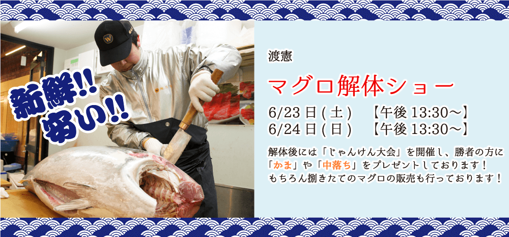 マグロの解体ショー 6/23(土) 6/24(日) 13:30〜