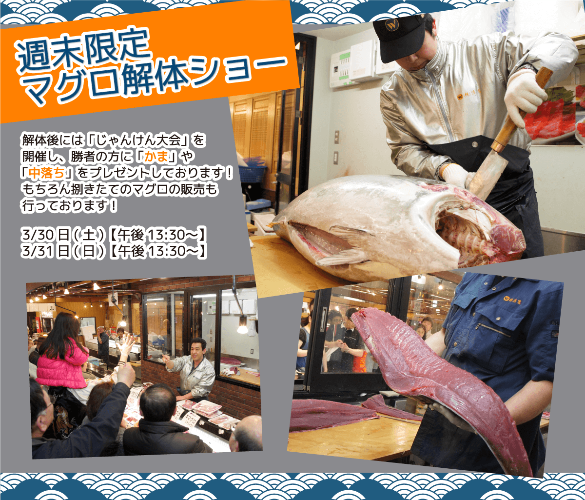 週末恒例の大人気イベント!渡憲 週末限定マグロ解体ショー
