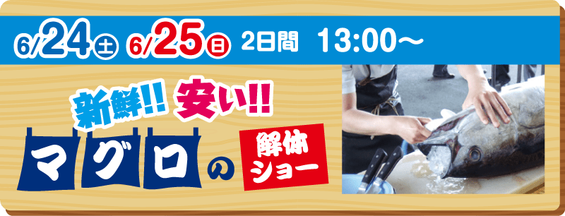 2023年6月24日・25日 13:00〜 魚甲子園 マグロの解体ショー